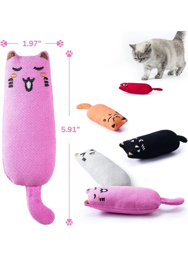 5 قطع من ألعاب القطط المقاومة للعض والمحشوة بالنعناع البري، لعبة مضغ على شكل فئران كرتونية محشوة بالنعناع البري لتسنين القطط - Image 2