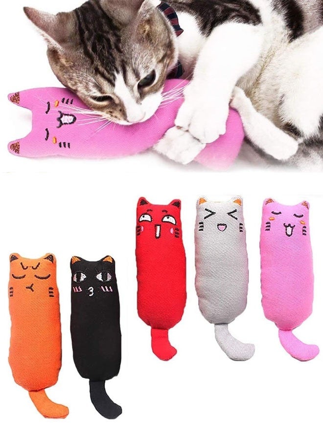 5 قطع من ألعاب القطط المقاومة للعض والمحشوة بالنعناع البري، لعبة مضغ على شكل فئران كرتونية محشوة بالنعناع البري لتسنين القطط - Image 1