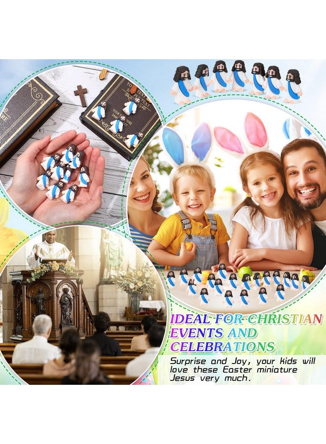 Bememo Bememo 25 Pcs Little Jesus Figures Original Design Mini Rubber Jesus Toys to Hide and Seek Religious Party Favors Sunday School Baptism Gifts(Blue) - Image 3