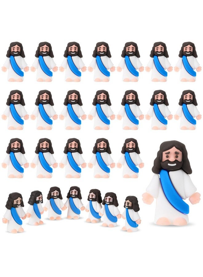 Bememo Bememo 25 Pcs Little Jesus Figures Original Design Mini Rubber Jesus Toys to Hide and Seek Religious Party Favors Sunday School Baptism Gifts(Blue) - Image 1