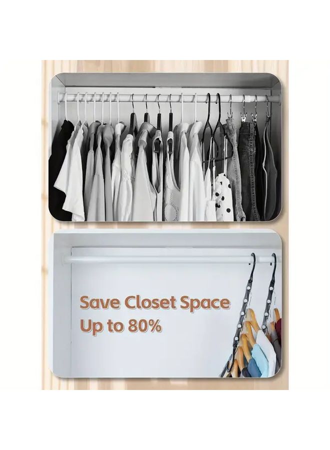 Black Heavy Duty 10 Pcs Space Saving Closet Hangers With 5 Hole Design For Garage Wardrobe Laundry Room Organization Sturdy Plastic Vertical Storage For Clothes And Trousers - Image 5