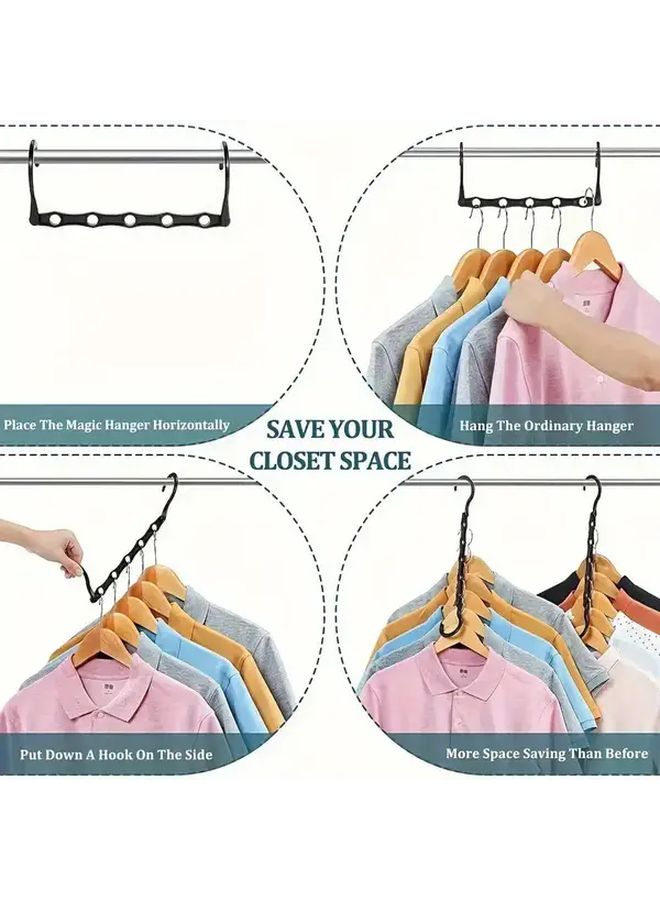 Black Heavy Duty 10 Pcs Space Saving Closet Hangers With 5 Hole Design For Garage Wardrobe Laundry Room Organization Sturdy Plastic Vertical Storage For Clothes And Trousers - Image 1