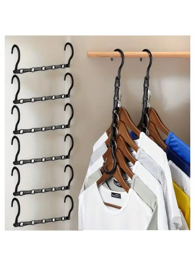 Black Heavy Duty 10 Pcs Space Saving Closet Hangers With 5 Hole Design For Garage Wardrobe Laundry Room Organization Sturdy Plastic Vertical Storage For Clothes And Trousers - Image 4