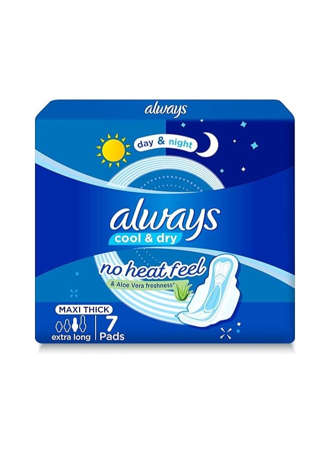 Always - Always Maxi Thick Extra Long Sanitary Pads - Aloe Vera Freshness, Cool & Dry, 7 Pads - Image 1