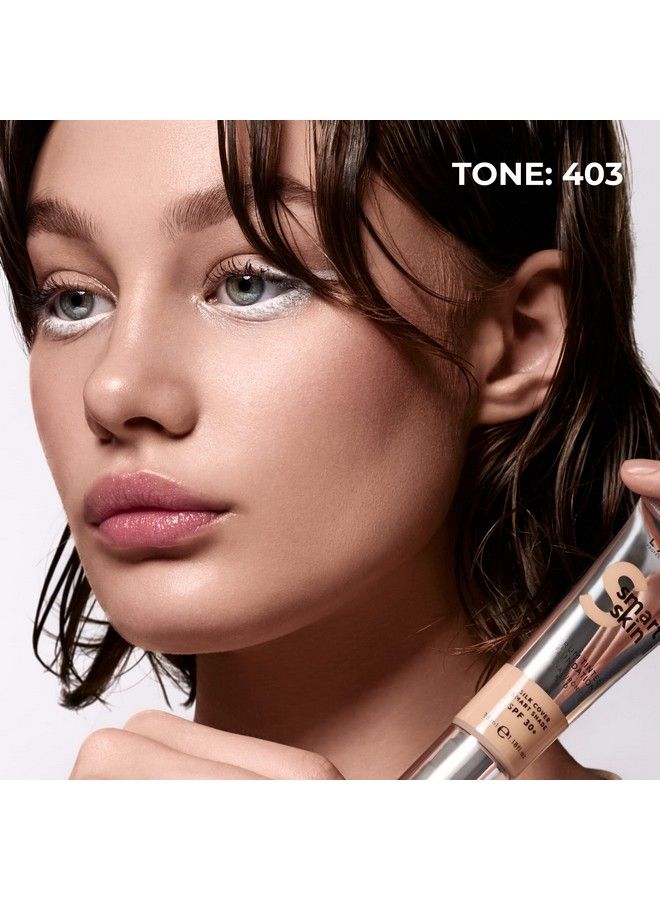 LAMEL كريم أساس ملون من Smartskin بعامل حماية من أشعة الشمس 30 مع حمض الهيالورونيك خالٍ من الزيوت ونباتي بتأثير خفيف الوزن 403118 أونصة سائلة - Image 4