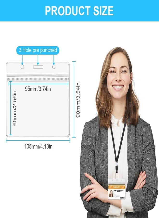 Shining Zon Transparent and Clear Plastic for PVC ID Card Badge Holder, Horizontal Style with Zip Lock Seal | Waterproof with Extra Thickness for Office, Schools and Colleges (Pack of 100) - Image 2