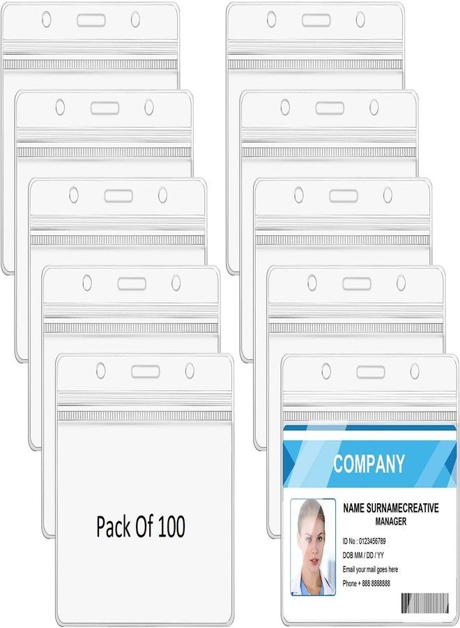 Shining Zon Transparent and Clear Plastic for PVC ID Card Badge Holder, Horizontal Style with Zip Lock Seal | Waterproof with Extra Thickness for Office, Schools and Colleges (Pack of 100) - Image 1