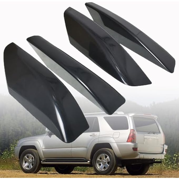 rayihni غطاء نهاية سكة السقف البلاستيكية السوداء 4 قطع بديل لـ 2003 2004 2005 2006 2007 2008 2009 4Runner N210 - Image 2