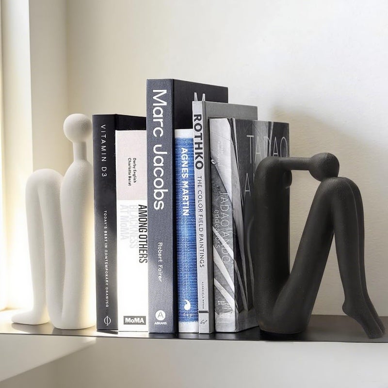 WANCHIY Book Ends Decorative for Shelves- Modern Bookends for Bookshelf Decor, Heavy Duty Book Holder and Book Stopper, Stylish Shelf Decorations and Bookends for Shelves - Image 5