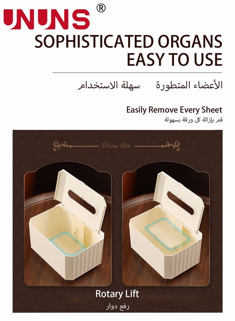 UNUNS Facial Tissue Box Cover, Plastic Liftable Holder For Home Office Decoration,Elk White - Image 3