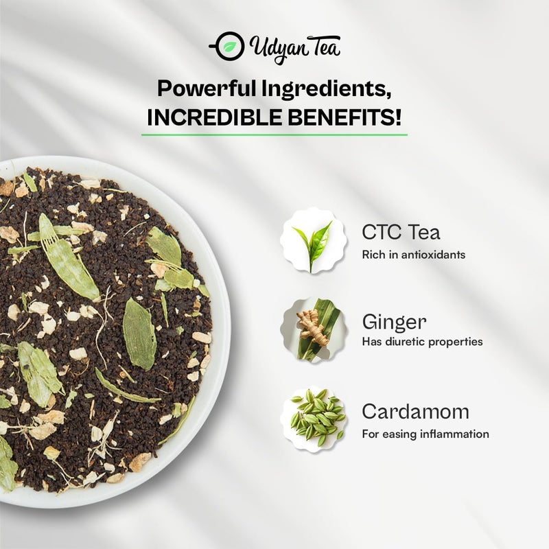 Udyan Tea شاي أوديان بمبي كاتينغ تشاي | شاي إيلاتيشي أدرَك | أصلي ومنعش | شاي ماسالا قوي مع الزنجبيل والهيل، 250 جرام - Image 2