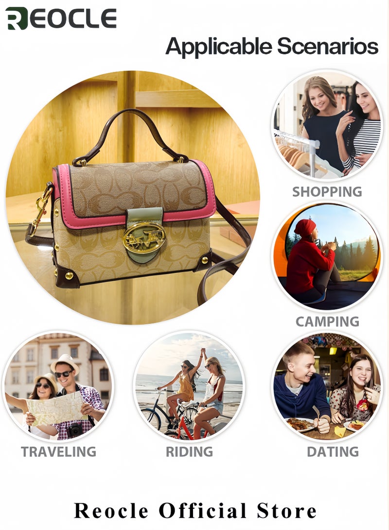 REOCLE Women's Fashion Crossbody Bag Retro Style Handbag Square Leather Handbag Versatile Single Shoulder Crossbody Bag with Print - Image 5