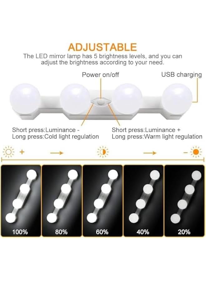 HOOKOR LED Modern Bathroom Vanity Light Fixtures，Portable Makeup Light,Cordless Led Vanity Mirror Lights with Adjustable Color & Brightness for Bathroom, Bedroom, Makeup Vanity - Image 3