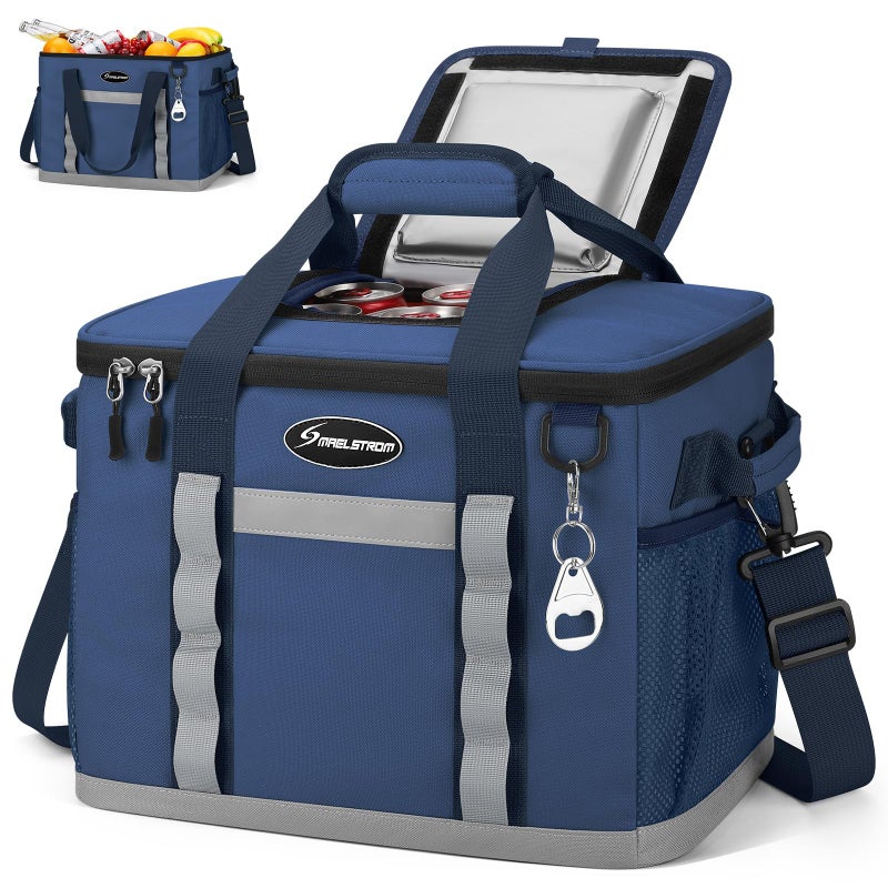 Maelstrom Collapsible Soft Cooler Bag355575 Cans Beach Cooler with Flip Top Lid Ice Chest Leakproof Portable for Beach Camping Road Trips Grocery Shopping Blue 35 Can - Image 2