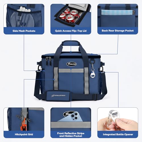 Maelstrom Collapsible Soft Cooler Bag355575 Cans Beach Cooler with Flip Top Lid Ice Chest Leakproof Portable for Beach Camping Road Trips Grocery Shopping Blue 35 Can - Image 3