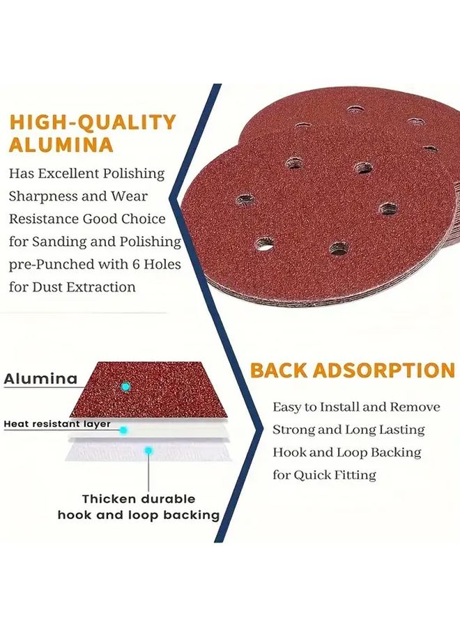 10pcs 120 Grit 150mm 6 Inch Sanding Discs For Random Orbital Sanders - Image 5