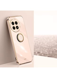 For OnePlus Ace 3 Pro XINLI Straight Edge 6D Electroplate TPU Phone Case with Ring Holder(Pink)