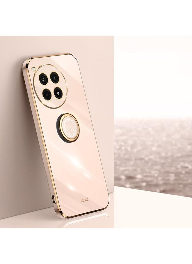 Zaboon - For OnePlus Ace 3 Pro XINLI Straight Edge 6D Electroplate TPU Phone Case with Ring Holder(Pink) - Image 1