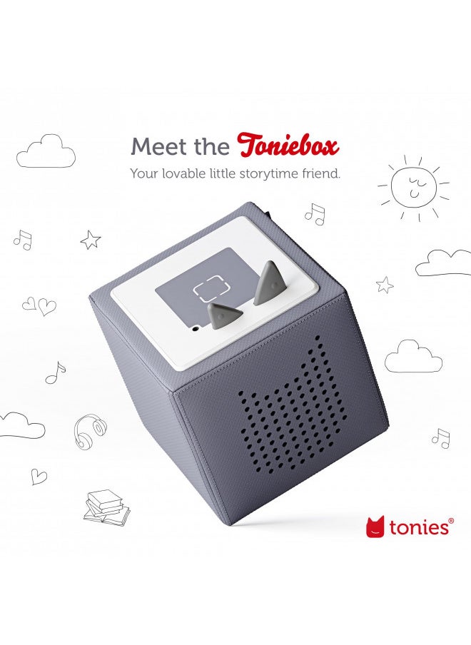 Tonies Toniebox Audio Player Starter Set with National Geographic Astronaut, Dinosaur, Whale, Penguin, and Playtime Puppy - Listen, Learn, and Play with One Huggable Little Box - Gray  - Image 1