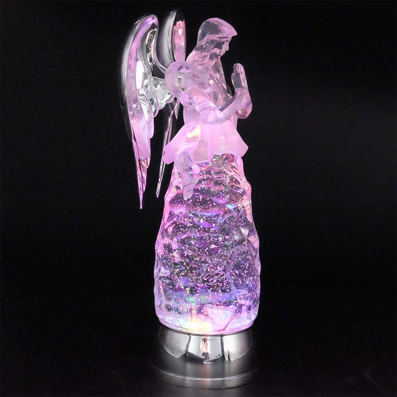 Wondise Color Changing Angel Lighted Snow Globe Water Lamp with 6 Hour Timer 11 Inches LED Angel Lights Battery Operated Swirling Glitter Christmas Home DecorAngel Praying Figurine