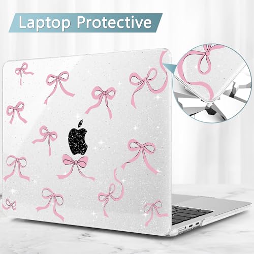 May Chen for 2026 MacBook Air 15 inch Case A3448 M5 A3241 M4 A3114 M3 A2941 M2 2025 2024 2022, Plastic Hard Shell for MacBook Air 15.3" with Retina Dispaly Fits Touch ID, Clear Glitter Bow - Image 5