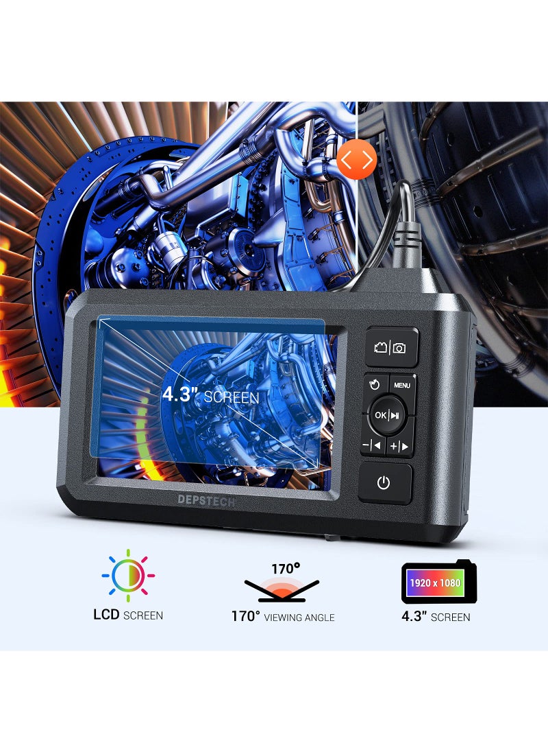 DEPSTECH DEPSTECH Dual Lens Industrial Endoscope, 1080P Digital Borescope Inspection Camera, 7.9mm IP67 Waterproof Camera, Sewer Camera with 4.3" LCD Screen,7 LED Lights,16.5FT Semi-Rigid Cable,32GB Card-Black  - Image 5