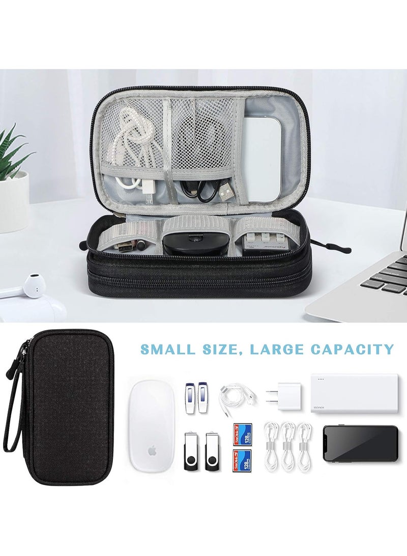 MJZ Electronic Organizer, Travel Cable Organizer Bag Pouch Electronic Accessories Carry Case Portable Waterproof Double Layers All-in-One Storage Bag for Cable, Cord, Charger, Phone, Earphone Black - Image 3