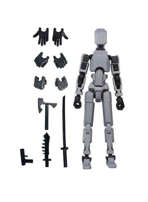 13 Multi-jointeD Movable Doll 3D PrinteD HanD Plate Lucky 13 Doll Full BoDy Activity Mechanical Decompression-Color:gray Jointed Man  60g