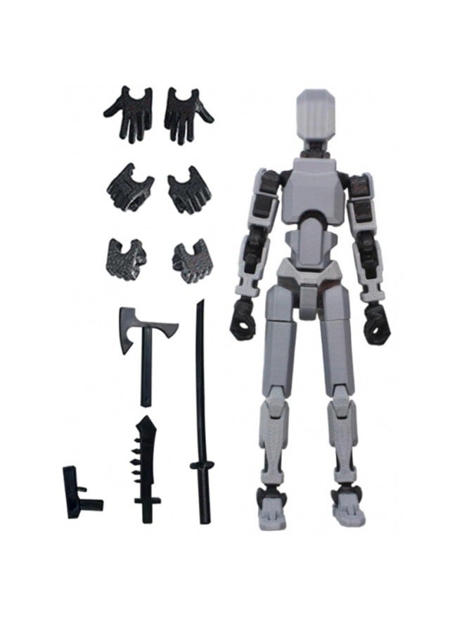 13 Multi-jointeD Movable Doll 3D PrinteD HanD Plate Lucky 13 Doll Full BoDy Activity Mechanical Decompression-Color:gray Jointed Man  60g  - Image 1