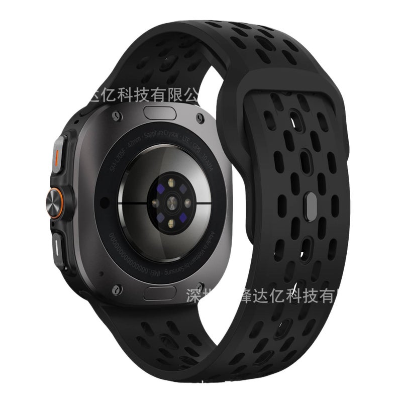 سوار ساعة ذكية باللون أزرق قابل للتعديل رياضي من السيليكون متوافق مع Samsung Galaxy Watch Ultra بملاءمة قابلة للتعديل وحزام ناعم للاستبدال اليومي - Image 4