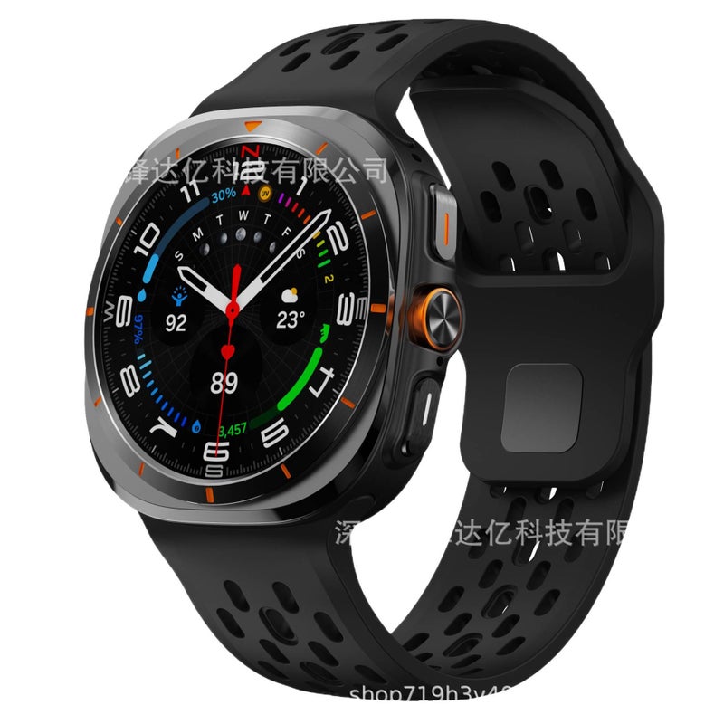 سوار ساعة ذكية باللون أزرق قابل للتعديل رياضي من السيليكون متوافق مع Samsung Galaxy Watch Ultra بملاءمة قابلة للتعديل وحزام ناعم للاستبدال اليومي - Image 3