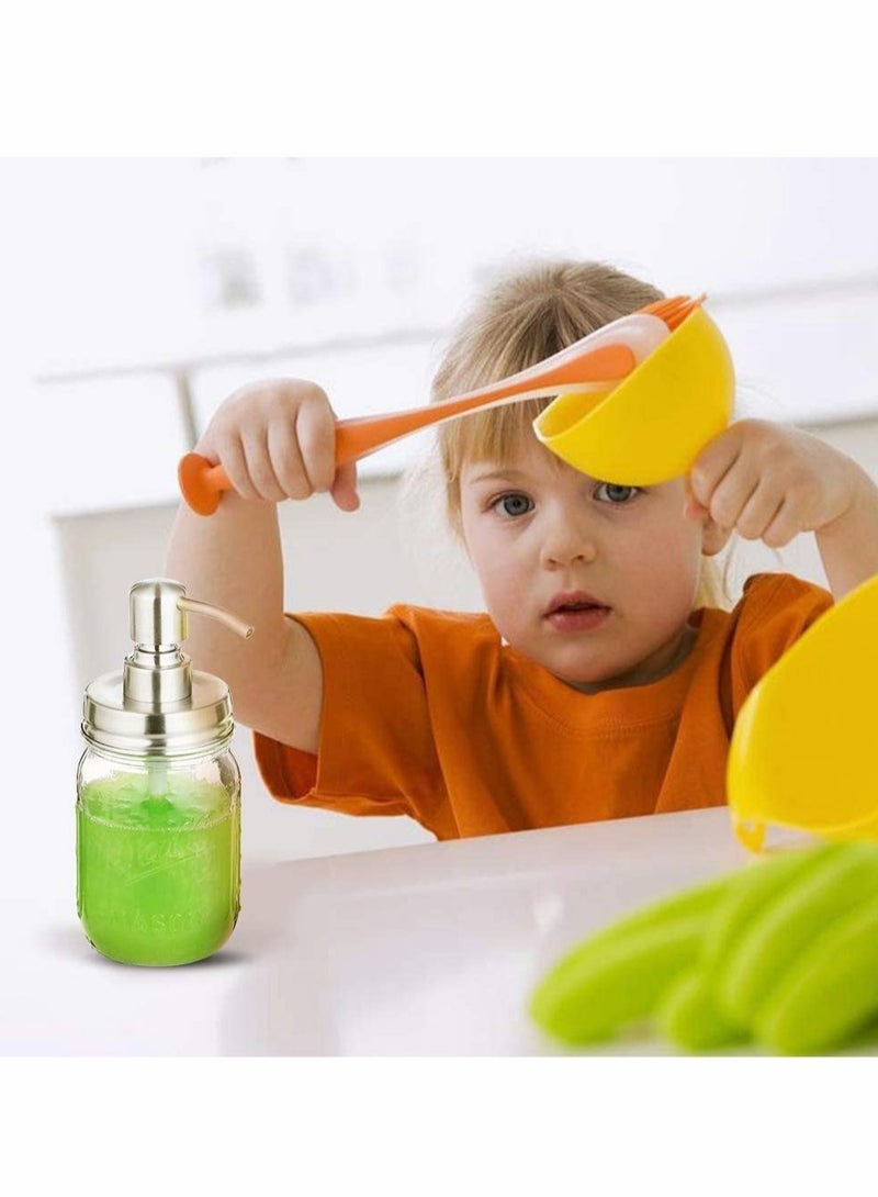 Clear Glass Jar Soap Dispenser with Stainless steel pump Classic Decor for Bathroom Kitchen Farmhouse Decor Great for Essential Oils, Lotions, Liquid Soaps (Stainless Steel) 2 pcs - Image 2