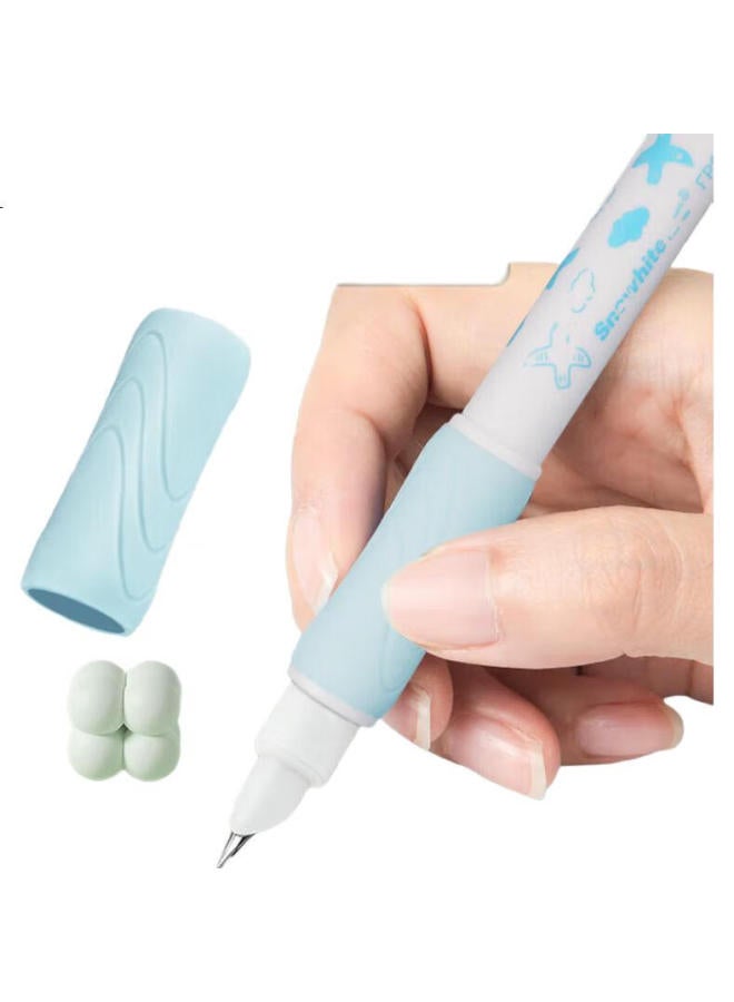 Snowhite Direct-Fill Fountain Pen, No Need To Replace Ink Cartridges, Quick-Drying, Large Capacity, For Third-Grade Elementary School Students, Ef Small Nib For Handwriting Practice, Fp801A Erasable Blue, 12 Pens - Image 3