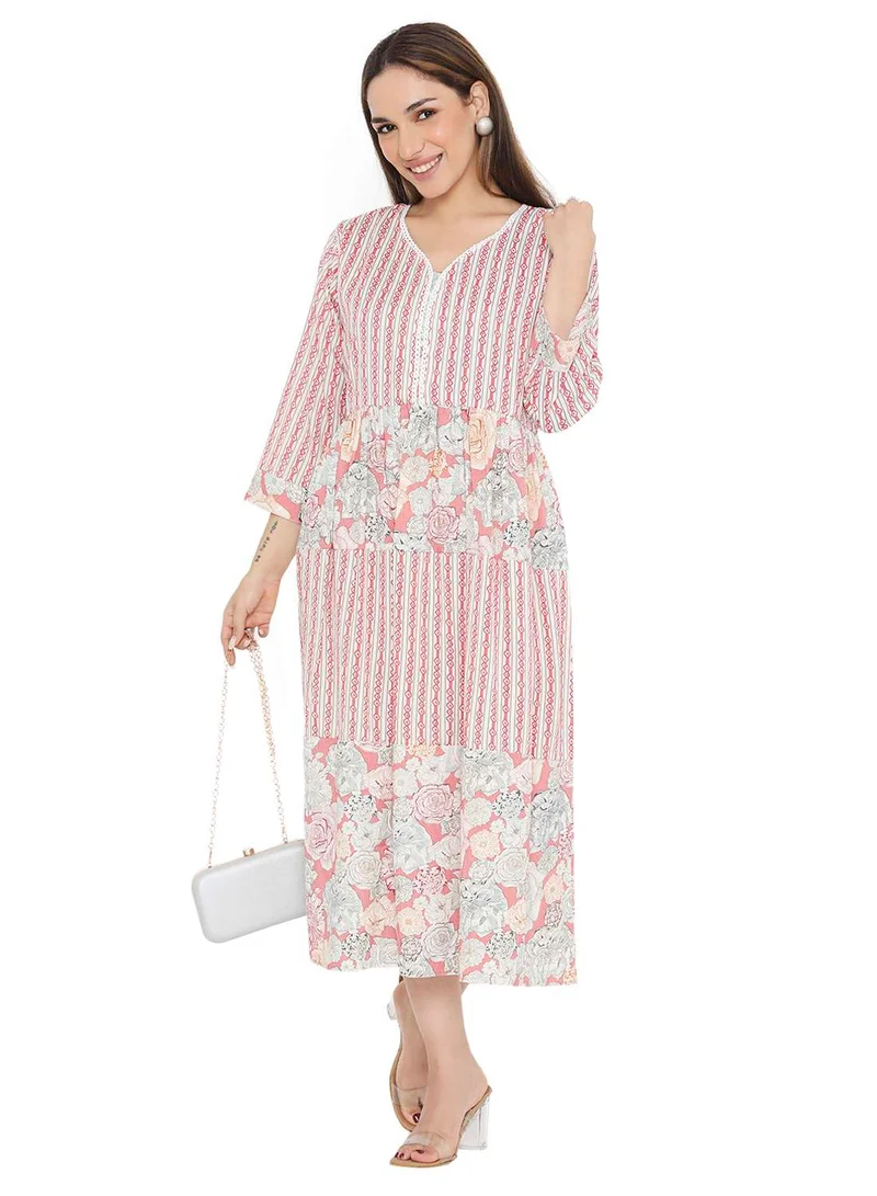 HANA & SARA SHORT PRINTED VISCOSE ELEGANT PRINTED ARABIC KAFTAN JALABIYA DRESS