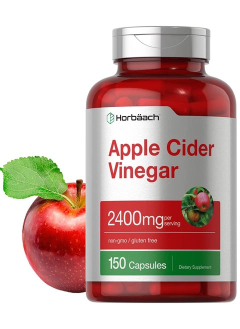 Horbaach Apple Cider Vinegar Capsules 2400mg , Non-GMO, Gluten Free Supplement 150 Count