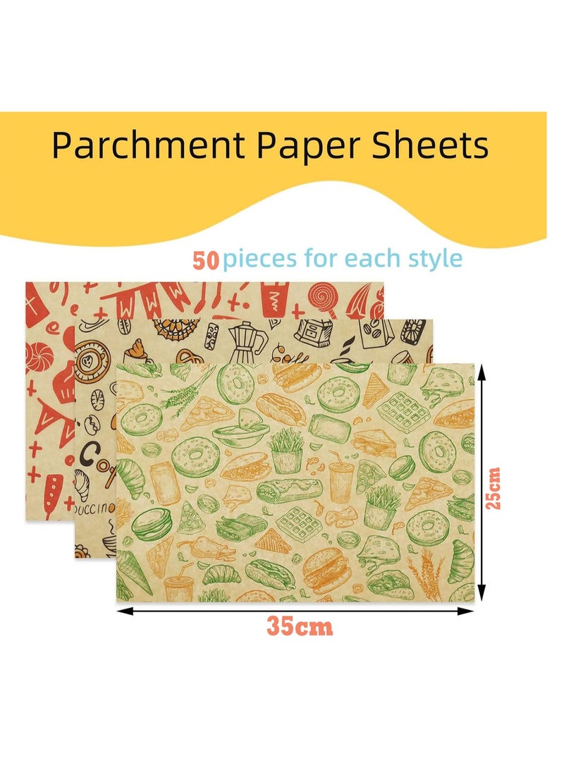 KASTWAVE Food Paper Sheets 150Pack 25 × 35cm Paper Liners for Plastic Food Basket Deli Sandwich Wrappers Best Kraft Food Wrapping Paper Sheets for Picnic Festival Fair or BBQ  - Image 4