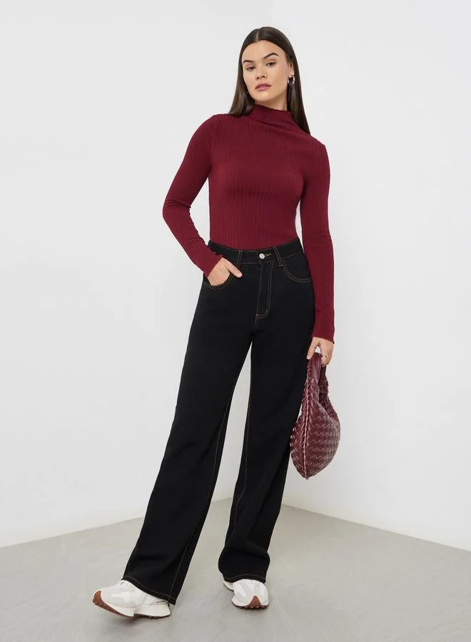 Black High Rise Wide Leg Jeans