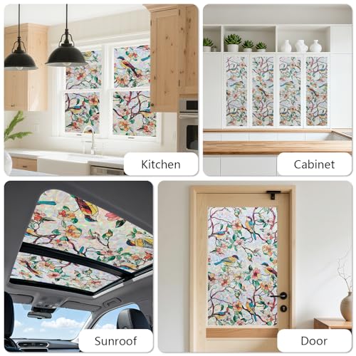 Kromapolis Window Privacy Film, Stained Glass Sticker Floral Window Clings, Decorative Static Clings UV Blocking Colorful Decals, Removable Vinyl Covering Rainbow Camellia, 17.5'' x 78.7'' - Image 5