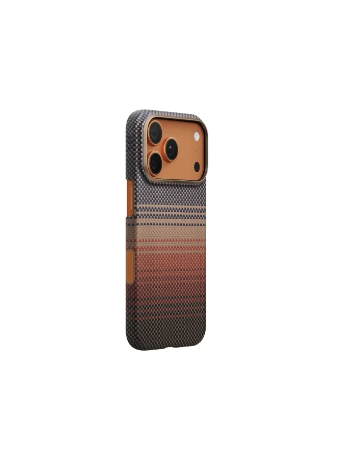 Mobcos Mobcos iPhone 17 Pro Max Orange Premium Woven Fabric Designer Shockproof Protective Case with Camera Protection & Slim Fit Back Cover