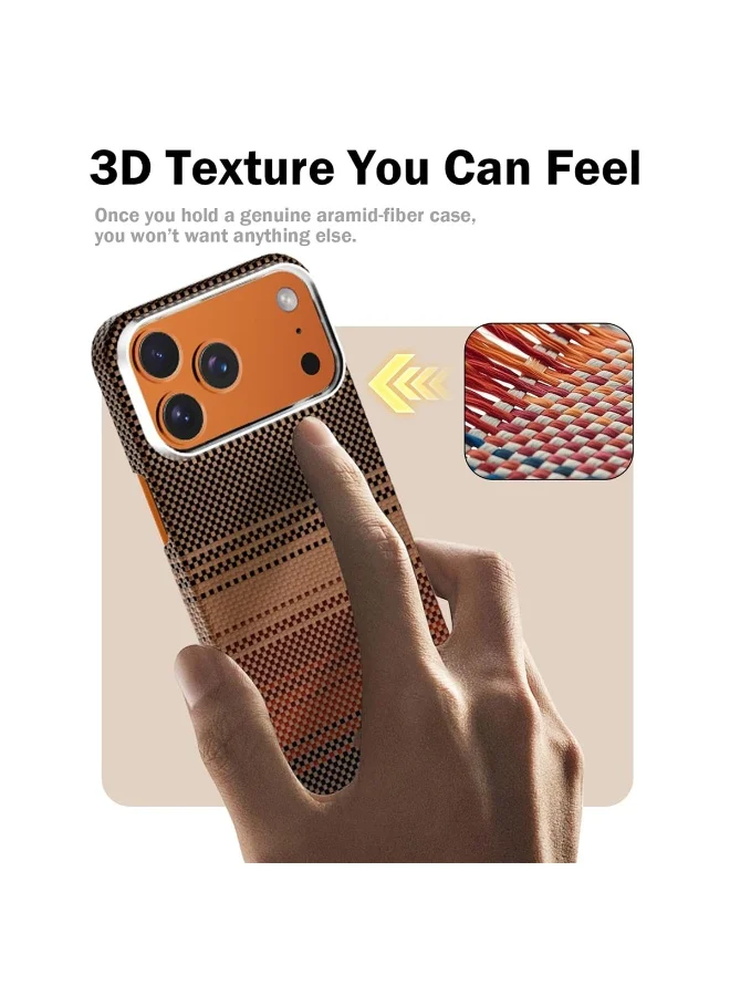 Mobcos  Mobcos iPhone 17 Pro Max Orange Premium Woven Fabric Designer Shockproof Protective Case with Camera Protection & Slim Fit Back Cover  | Best Price UAE