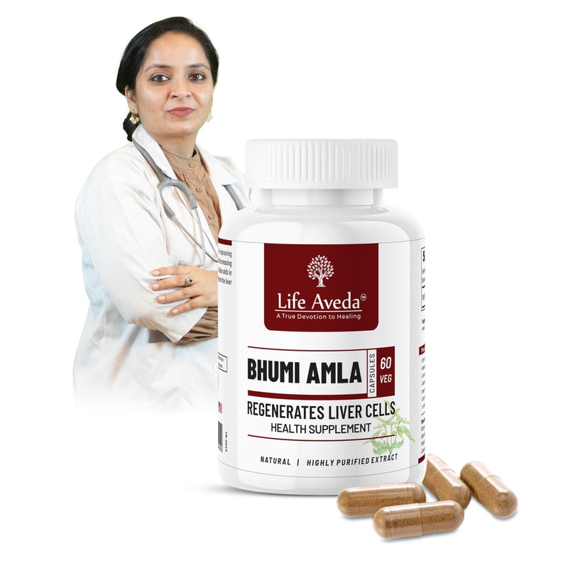 Life Aveda Bhumi Amla Capsules 60 (Free Diet Plan) - Phyllanthus Niruri for Liver Detox & Cleansing | Supports Digestion, Immunity & Healthy Skin | Natural Herbal Supplement for Liver Health - 60 Capsule (Pack of 1) - Image 5