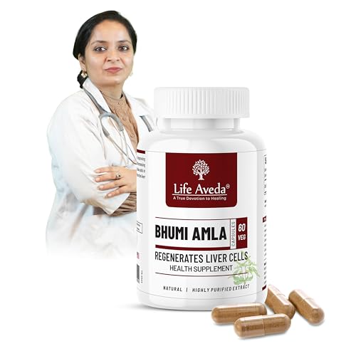 Life Aveda Bhumi Amla Capsules 60 (Free Diet Plan) - Phyllanthus Niruri for Liver Detox & Cleansing | Supports Digestion, Immunity & Healthy Skin | Natural Herbal Supplement for Liver Health - 60 Capsule (Pack of 1) - Image 1