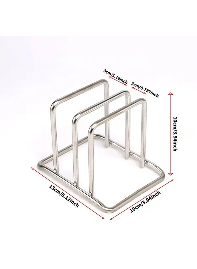 Silver Heavy Duty Stainless Steel Cutting Board Storage Rack Holds 2 To 3 Boards Space Saving Design For Countertop And Cabinet Kitchen Organizer For Home And Commercial Kitchens - Image 2