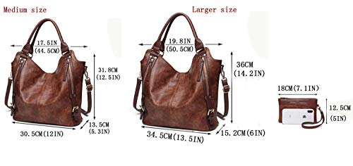 ITSCOSY Women Tote Bag Handbags PU Leather Fashion Hobo Shoulder Bags with Adjustable Shoulder Strap, L, Brown - Image 4