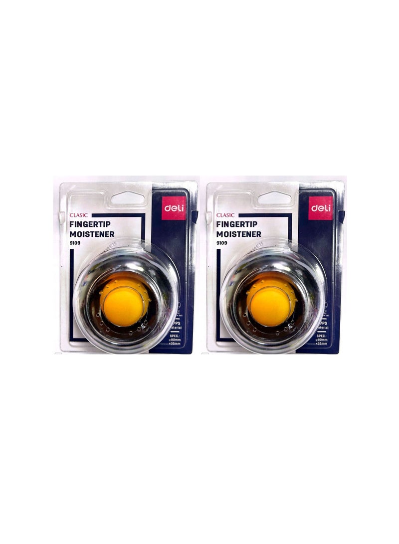 Deli 2 Pcs Plastic Round Case Finger Pads Finger Sponge Wetted Tool Finger Pads Moisteners Envelope Moistener for Casher Counting Cash Money  - Image 1