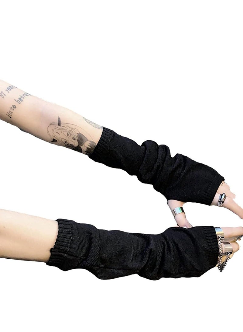 Y&D Arm Warmers Women Gloves Goth Sleeve Cool Black Moon Printed Hip Hop - Image 1
