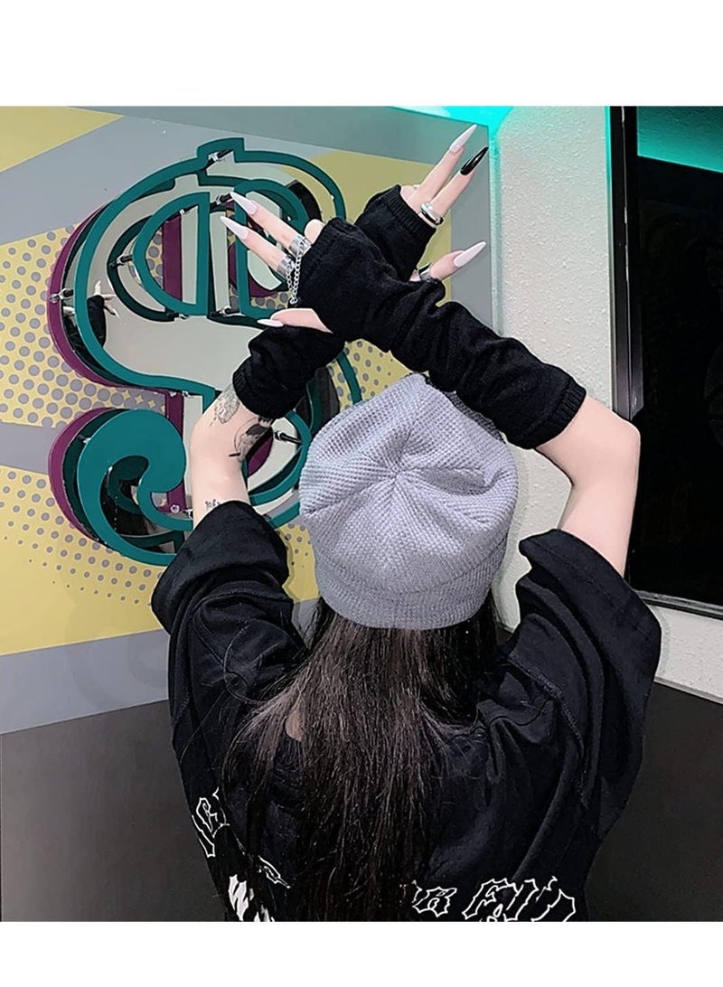 Y&D Arm Warmers Women Gloves Goth Sleeve Cool Black Moon Printed Hip Hop - Image 4