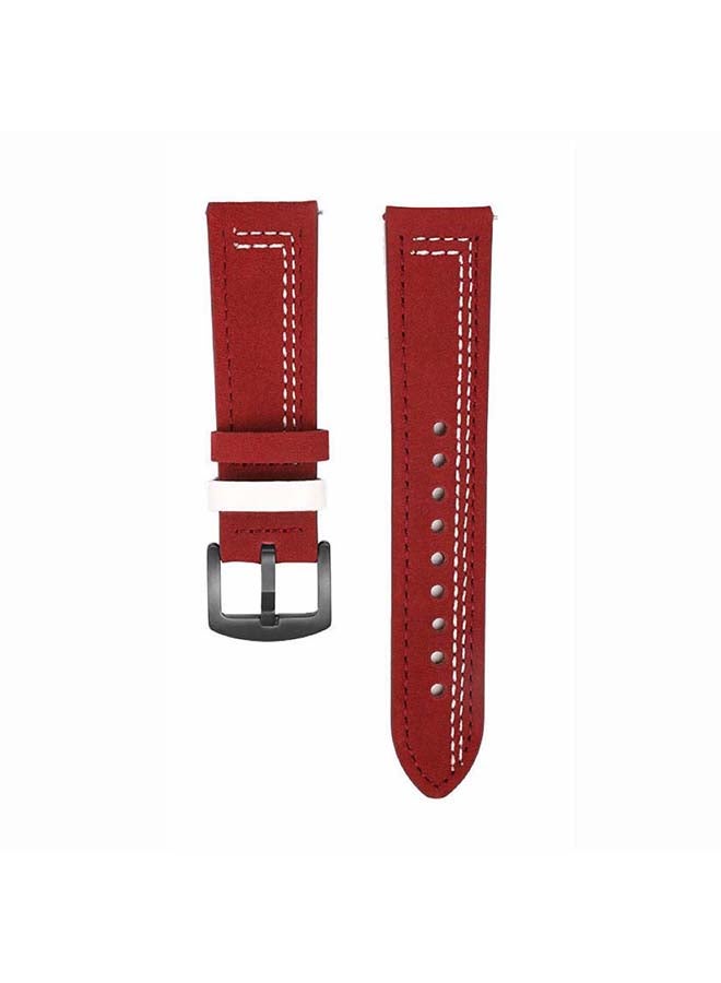 Perfii Genuine Leather Replacement Band For Huawei Watch GT2 Pro 22mm Red - Image 2
