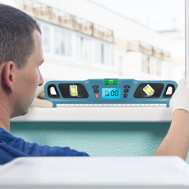 Blue Backlit Spirit Level with Audio Notification Drop Resistant for Picture Hanging and Construction - Image 3
