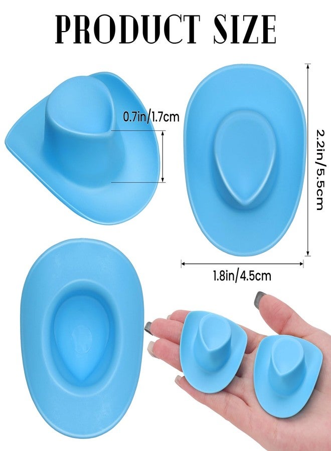 VICROIC 24 PCS Mini Cowboy Hat, Plastic Miniature Western Cowgirl Hat for Party Accessories, Cute Doll Hat Party Dress Hat for Dollhouse Birthday Decoration (Blue) - Image 2